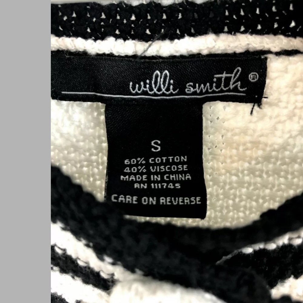 Willi Smith Knit Cardigan Size S Black & White - Picture 6 of 6